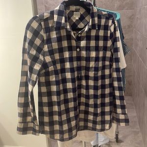 Checkered blue and white JCrew button up shirt